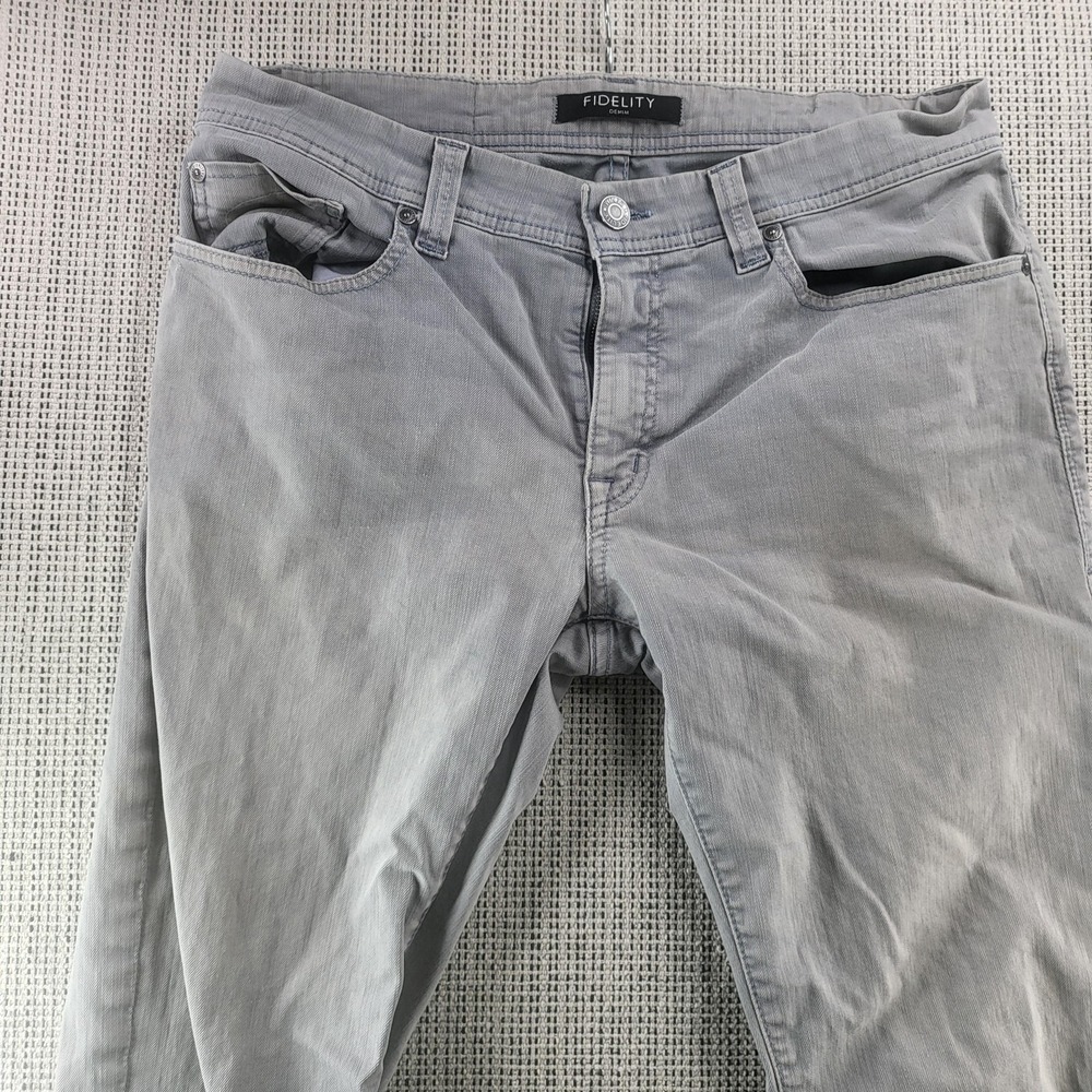 Fidelity Jeans Mens 33x30 Gray Light Wash Straight Leg Stretch Denim Pants‎